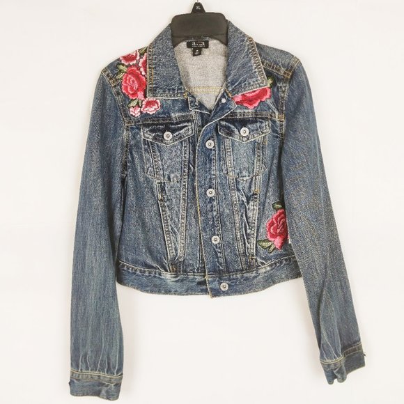 a.n.a Jackets & Blazers - a.n.a Embroidered Trucker Denim Jacket, Size XS
